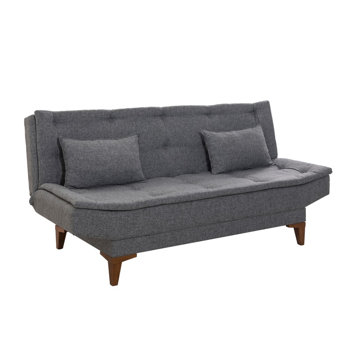 Set canapea extensibilă, Atelier Del Sofa, gri închis, 190x85cm, 75x70cm