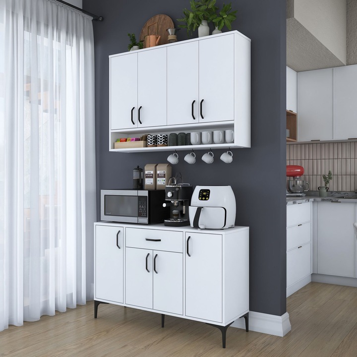 Suport pentru cafea, Woody Fashion, alb, 120x40x160.4cm