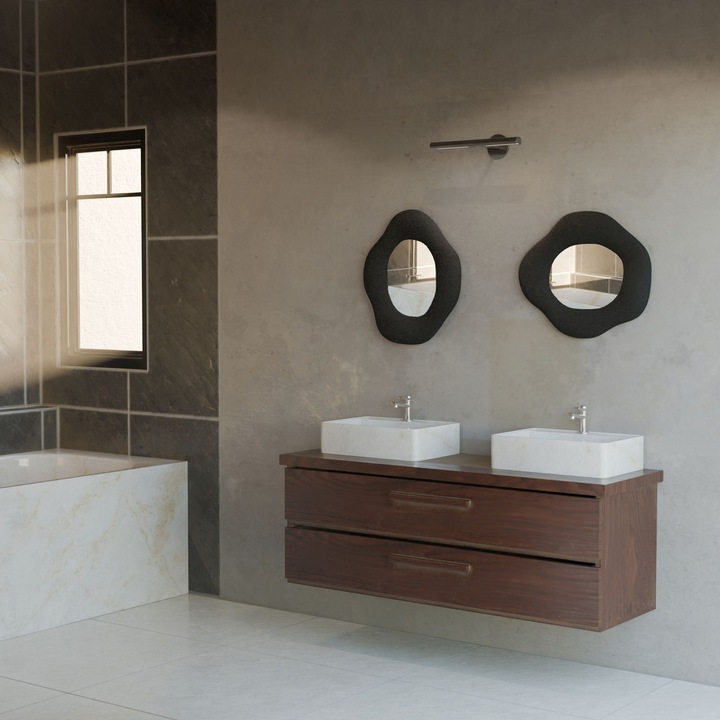 Dekoratív tükörkészlet (2 darab), Woody Fashion, Fekete, 50x60cm