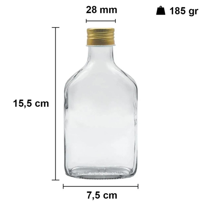 Set Sticle din Sticla Hermia Concept, 3 Piese, Transparent si Auriu, 15.5x7.5cm, 200ml (2 Sticle) si 24x9cm (1 Forma de Gheata)