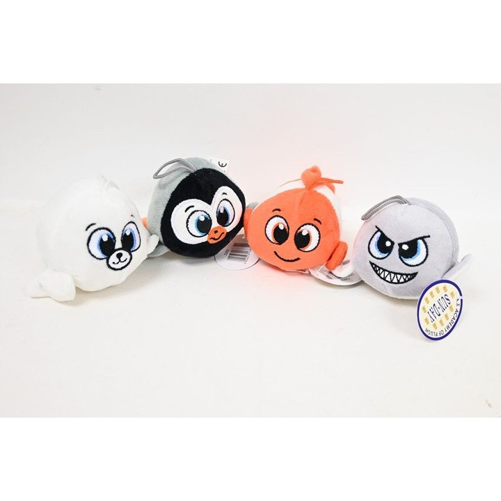 Jucărie plush animale marine Z-2602, 8cm, set 4 soiuri, culori vibrante