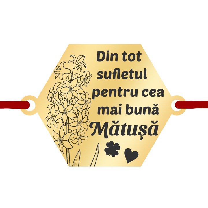 Martisor Bratara Inox Placat Aur 18K Hexagon Zambila Urare Matusa