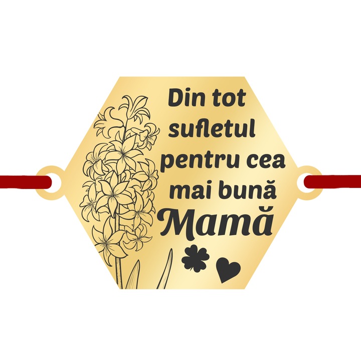 Martisor Bratara Inox Placat Aur 18K Hexagon Zambila Urare Mama