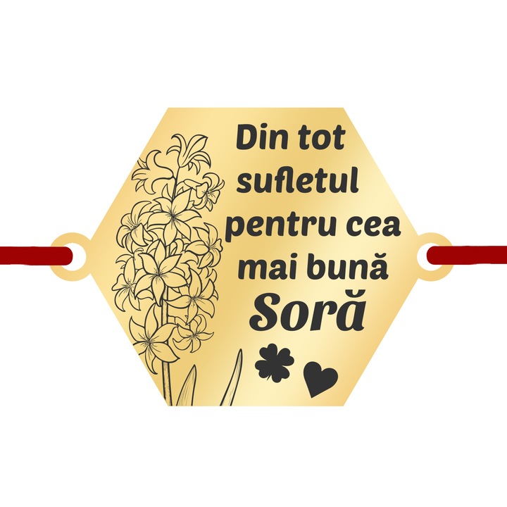 Martisor Bratara Inox Placat Aur 18K Hexagon Zambila Urare Sora