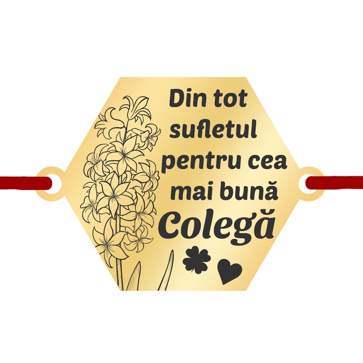 Martisor Bratara Inox Placat Aur 18K Hexagon Zambila Urare Colega