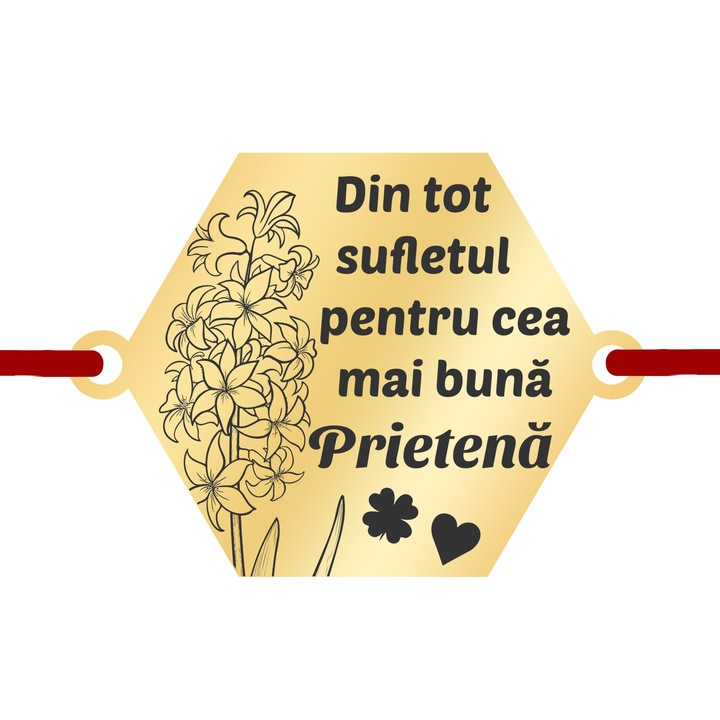 Martisor Bratara Inox Placat Aur 18K Hexagon Zambila Urare Prietena