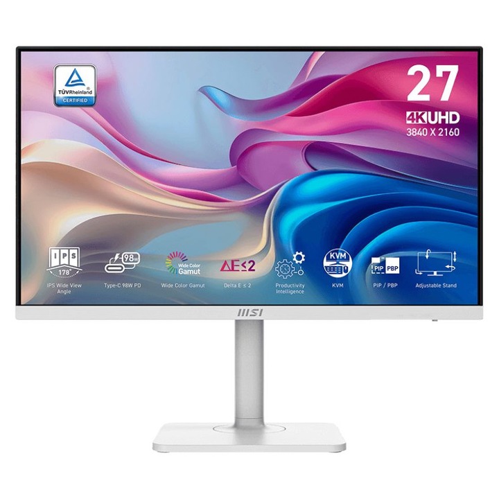 Monitor Msi 27" Modern MD272UPHW IPS LED 4K, 60Hz, Alb, 3840x2160