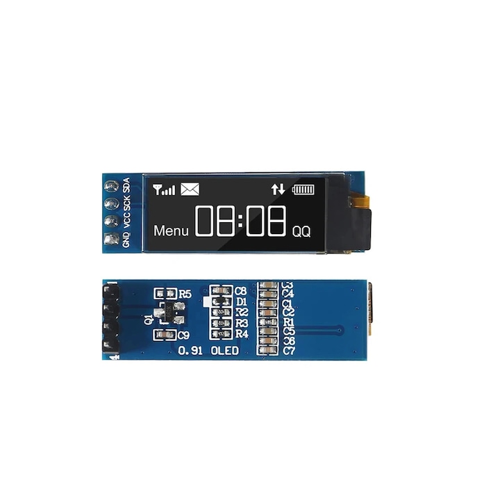 I2C IIC OLED дисплей модул 0.91" 128x32 пиксела Мини самостоятелно осветена дисплейна платка за проекти с Arduino Raspberry Pi бял