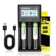 Incarcator pentru acumulatori universal, Wacorresi, Incarcator inteligent 2 sloturi pentru baterii, Afisasj LCD, Protectie Multi-Siguritate, incarcare rapida Ni-MH/Ni-Cd AA, 110-240V AC, 12V DC, Negru