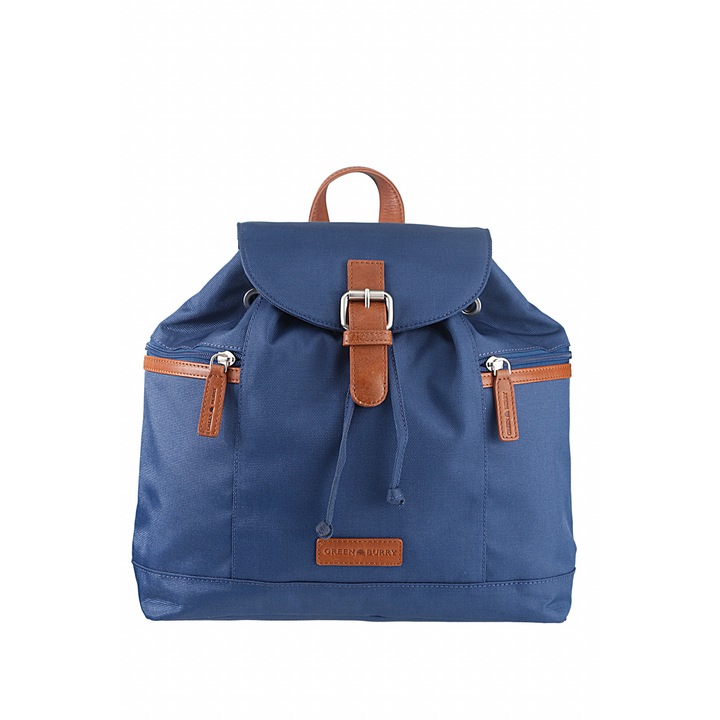 Unisex hátizsák, Greenburry, Nylon, Természetes bőr, Kék, 29x10x29cm