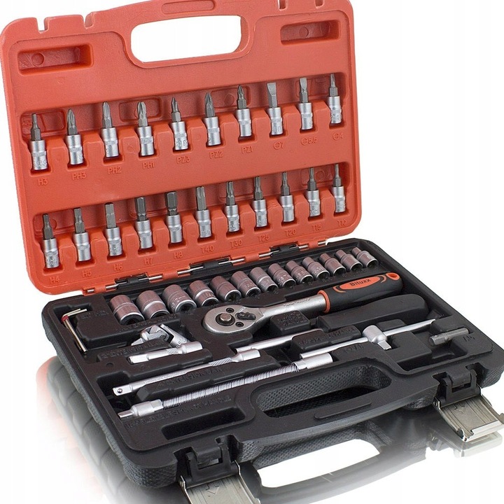 Set Unelte 45 Piese: Biti, Tubulare, Clichet - Otel Crom-Vanadiu