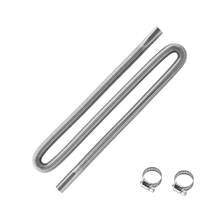 Furtun de evacuare pentru incalzitor diesel, teava flexibila din otel inoxidabil, Lungime 1, 49 m, Cu 2 cleme, Compatibil 2 kW 5 kW 8 kW, Kit accesorii evacuare