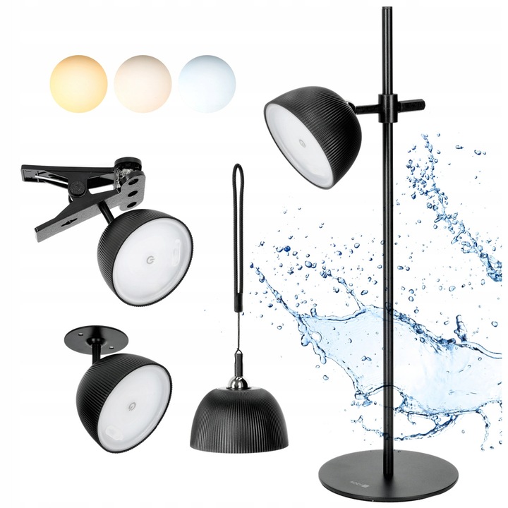 Lampa LED Kobi FLORENCE 3.5W, negru, reglaj culoare, încărcare USB