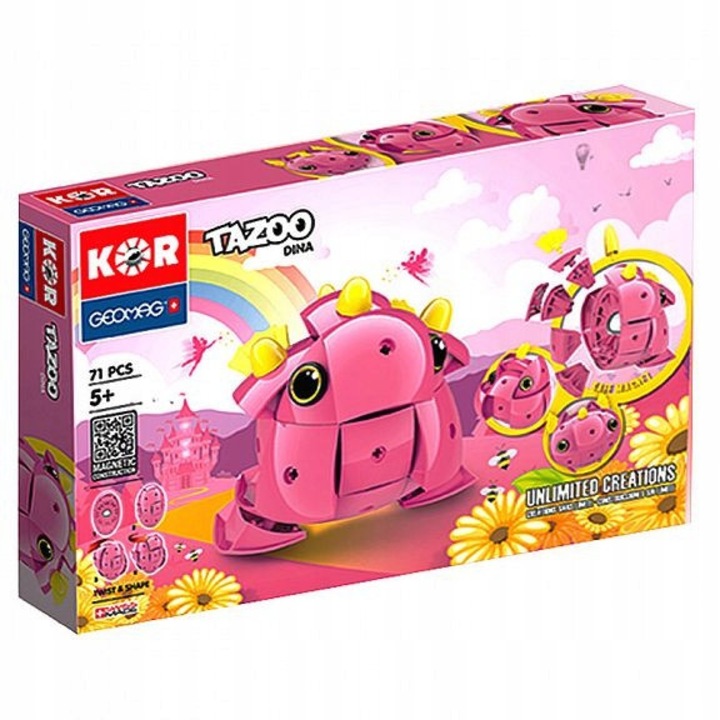 Geomag Set 70 piese KOR Tazoo Dina, jocuri educaționale, magnetic, 14+