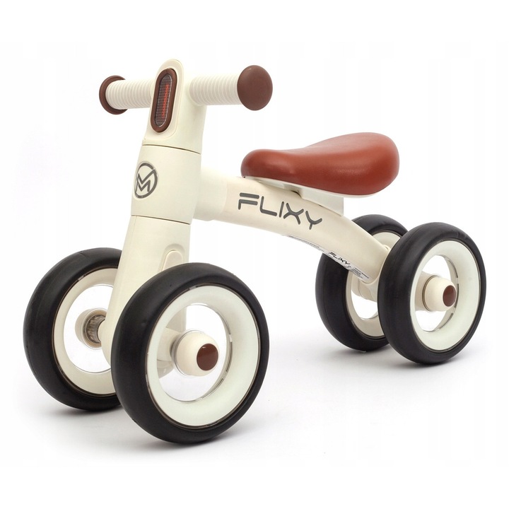 Trotinetă de echilibru Milly Mally Flixy, cu lumini LED, crem, pentru copii 12-36 luni