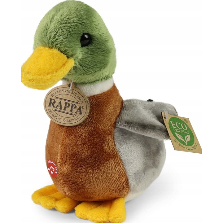Плюшена патица Rappa, 18х17см, със звук, екологична