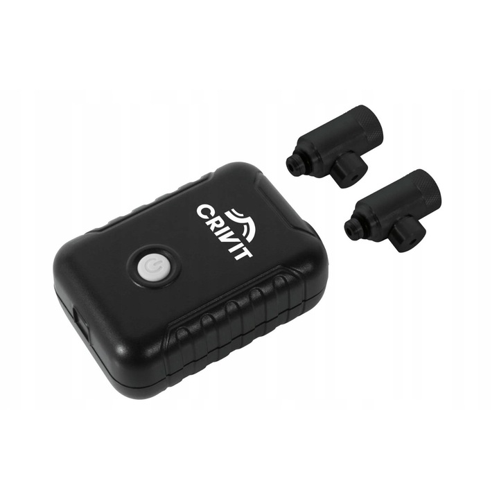 Pompa electrica portabila CRIVIT, set 4 adaptoare, 3 bar, negru