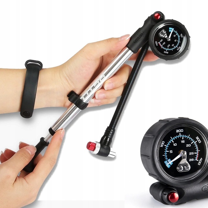 Помпа за амортисьори Beto от алуминий 400PSI с манометър, гъвкав маркуч, ергономична