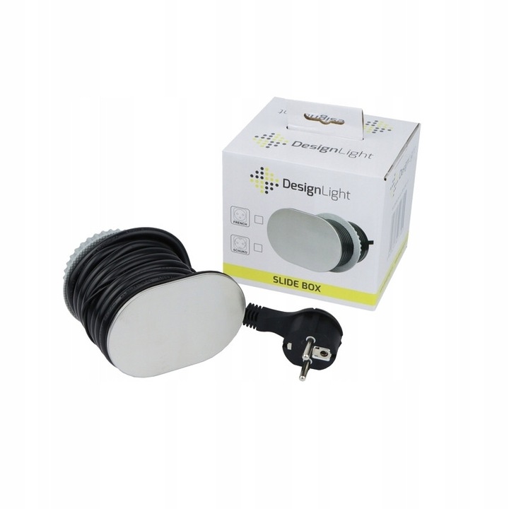 Priza Mobila Incastrata Design Light, USB A+C, otel periat, 1 priza 230V AC, cablu 1.9m