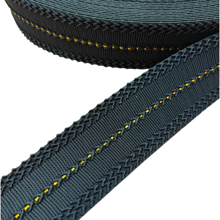 Elastic decorativ, 50mm, negru, metru liniar