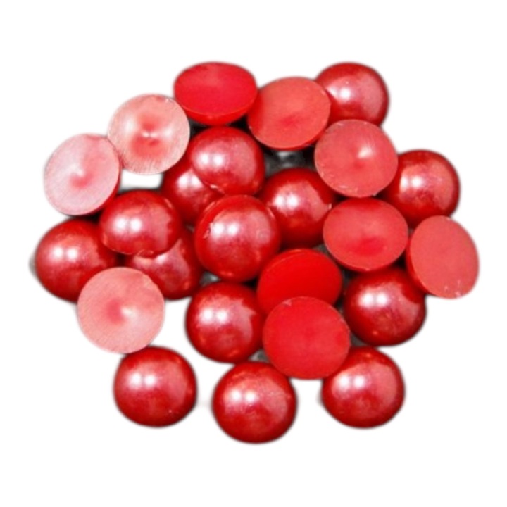 Комплект червени половинки перли, 10 мм, 100 броя