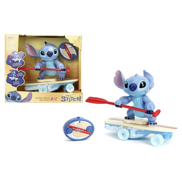 Фигурка Disney Stitch със сърф с дистанционно управление, многоцветна, 15см