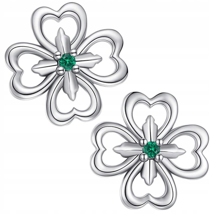 Cercei Argint 925 Trusky Trifoi Zirconiu Verde 8.8x8.8mm pentru Fete