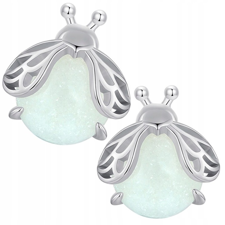 Cercei Argint 925 Trusky, Design Insecta, Piatra Fluorescenta, Argintiu, 11, 2x10, 3mm