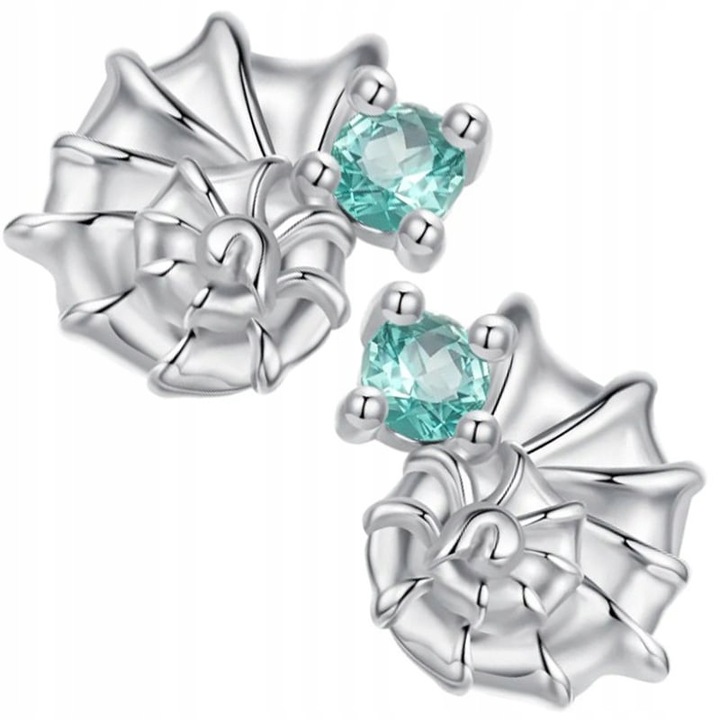 Cercei Argint 925 Trusky, Design Scoica, Zirconiu Verde, 5.8x7.4mm