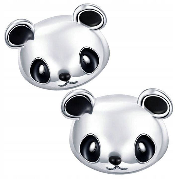 Cercei Argint 925 Trusky Panda pentru Fete, hipoalergenici, 7, 4x8, 9mm, argintiu
