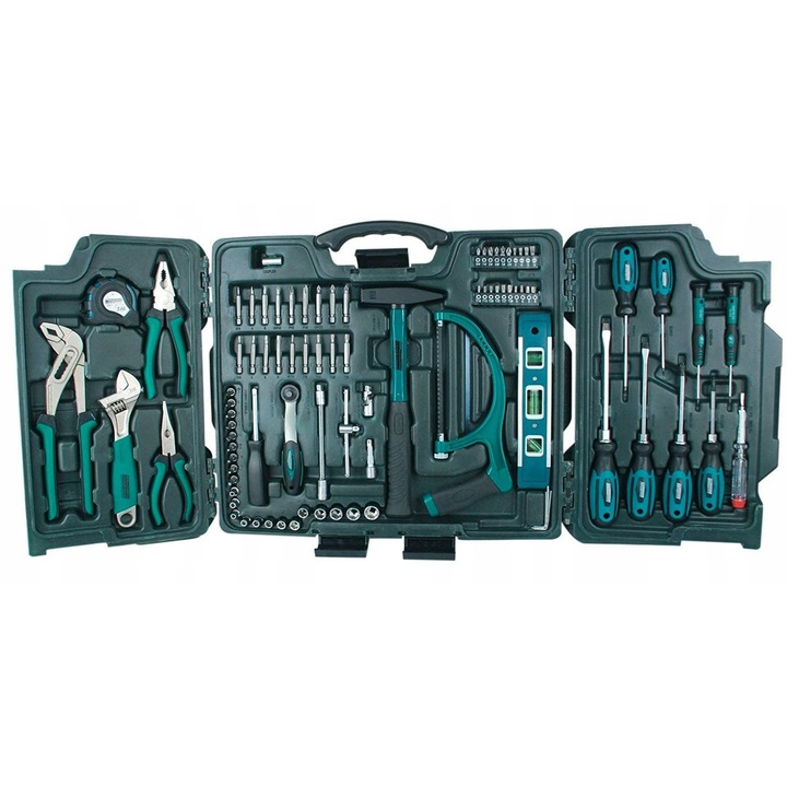 Set Scule 89 Piese Brüder Mannesmann cu Nivela și Cutie, Oțel Crom-Vanadiu, Ideal pentru Ateliere și DIY