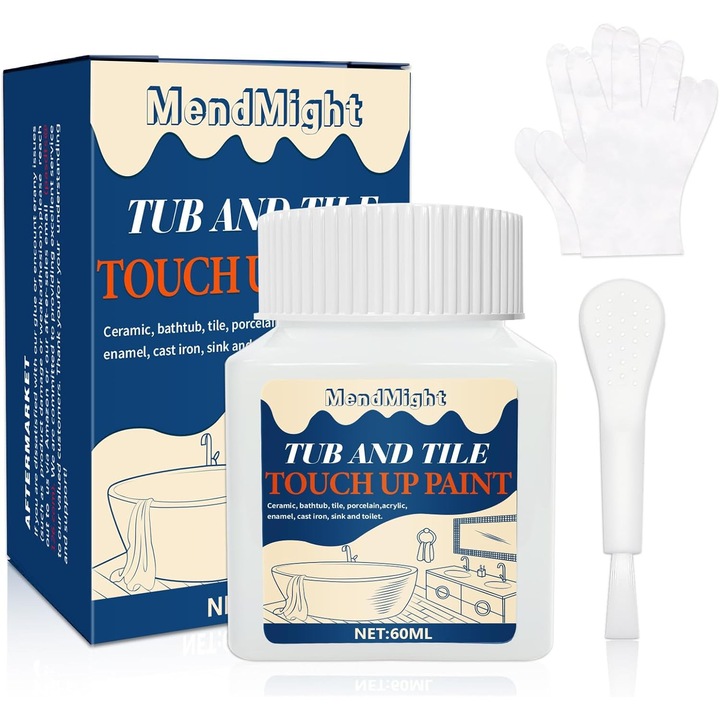 Емайл за ремонт на санитарни повърхности, 60мл, гланцово бял, бързосъхнещ