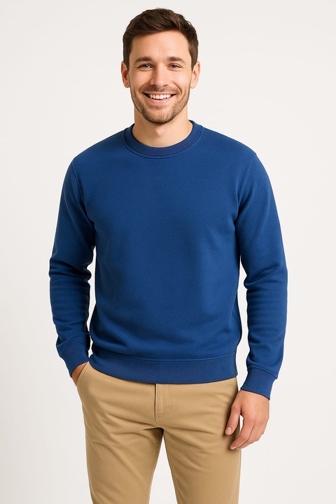 Férfi pulóver, Kék színű, M méret, Finom kötésű, Alkalmi-elegáns stílus