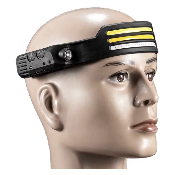 Ultradion JRH LED fejlámpa 1200mAh akkumulátorral, vízálló, 10 világítási mód, fekete