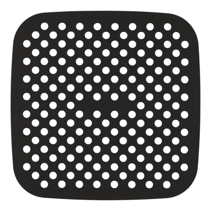 Set 2 covorase reutilizabile pentru Air Fryer, Cook Concept, 21x21 cm, Silicon, Anti-aderente, Negre