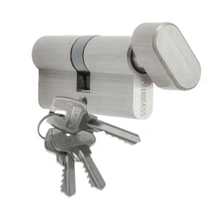 Yala, Alubrass, cilindru G26/45, finisaj nichel satinat, set cu 3 chei