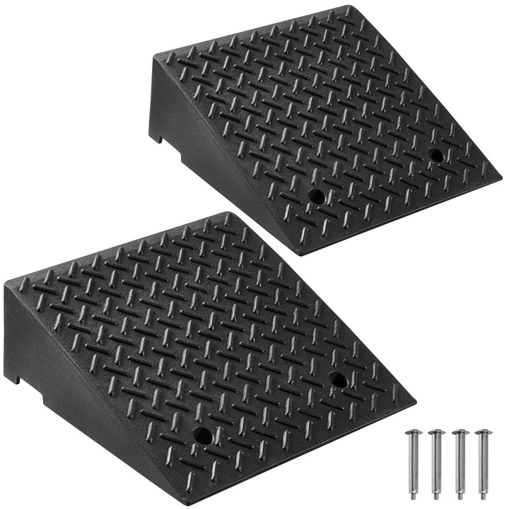 Rampa de acces pentru bordura, Set 2 bucati, Capacitate 3175 kg, Inaltime 17, 8 cm, Canal de drenaj, Rezistenta, Pentru scaune cu rotile si vehicule