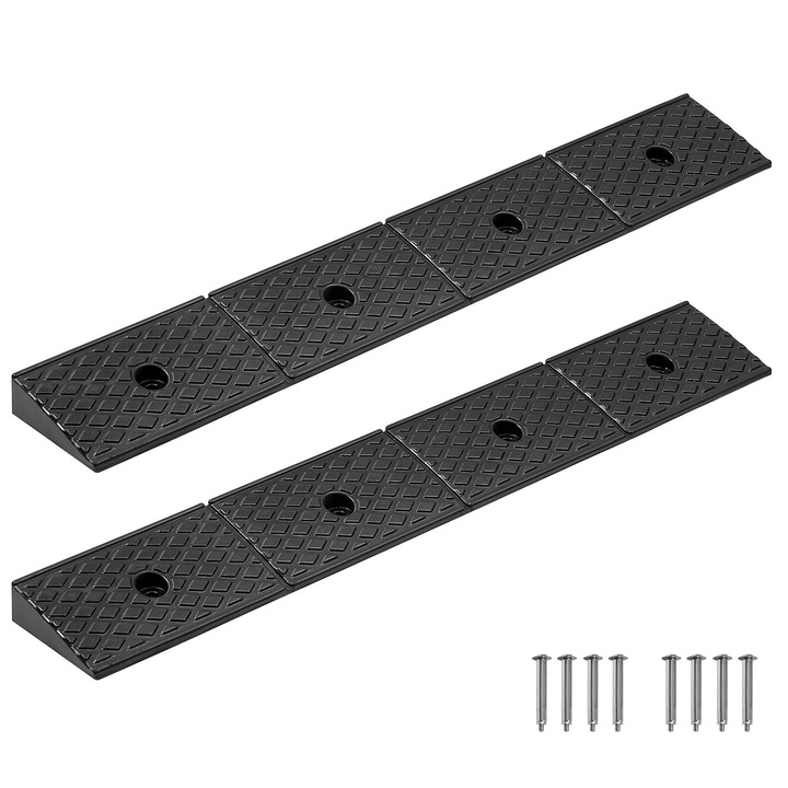 Rampă de acces din cauciuc, set 2 bucăți, 15 tone, canale de drenaj, 977, 9x149, 86x50, 8 mm, negru