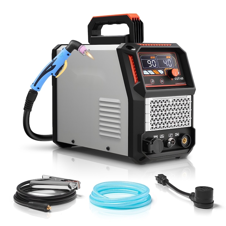Plazmavágó gép, Plazmavágó, 65A, Érintésmentes ívgyújtás, IGBT inverter, 220V, 2T/4T mód, Állítható PA/PT idő