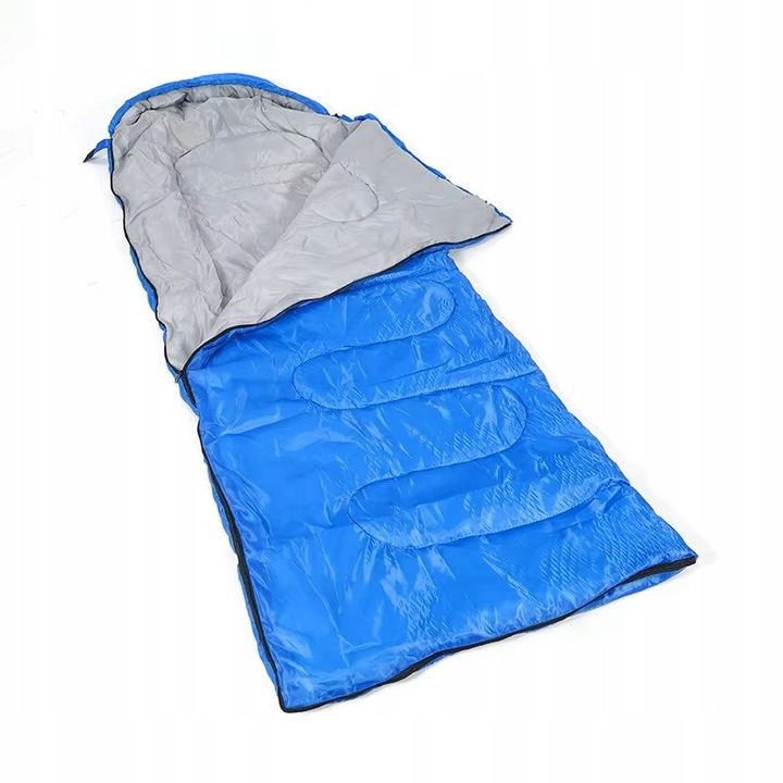 Sac de dormit LINBOX 190+30x75 cm, albastru, 100% poliester, utilizabil ca patura, pentru temperaturi -10~+10°C