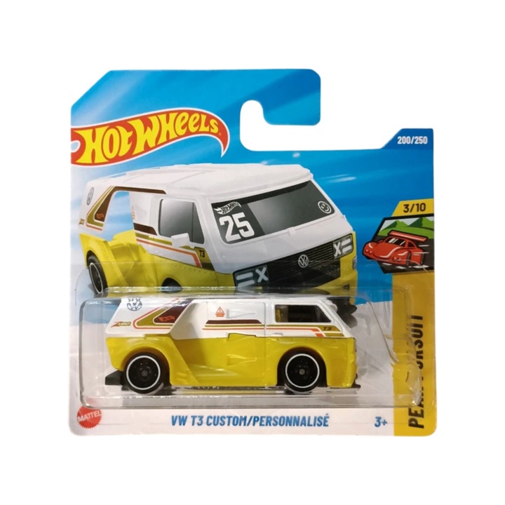 Masinuta Hot Wheels, Volkswagen T3 Custom, alb / galben, scara 1:64