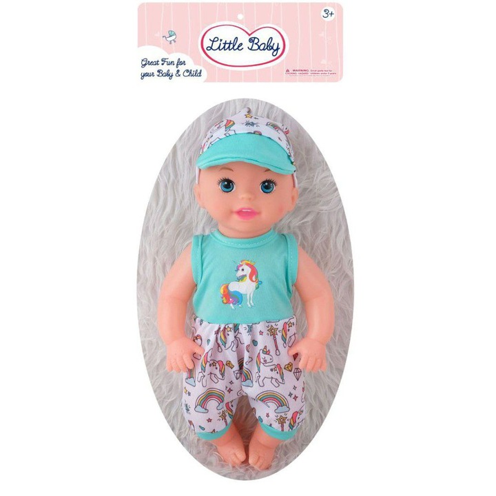 Papusa din plastic in haina cu caciulita jucarie realista pentru copii