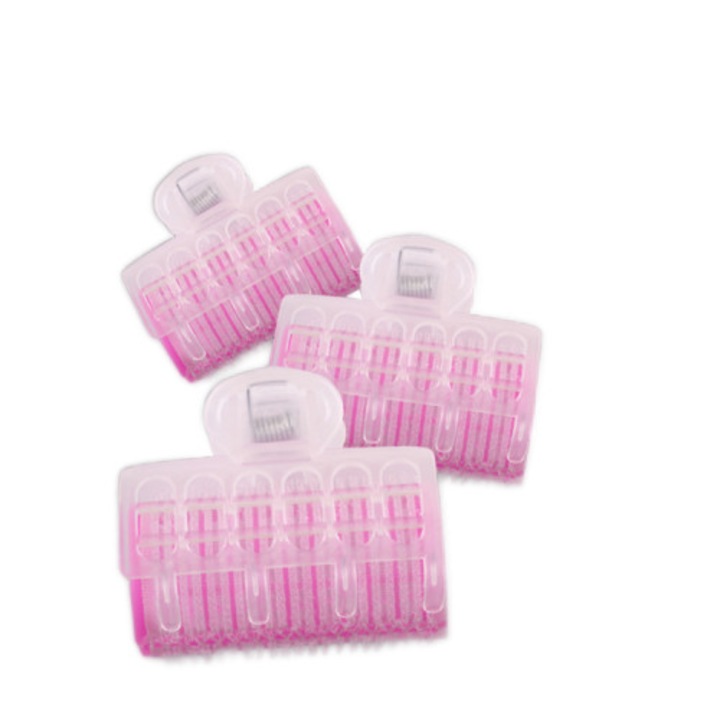 VDSTAR Hajcsavaró szett 3 darabos, rózsaszín, könnyű, természetes frufruhoz