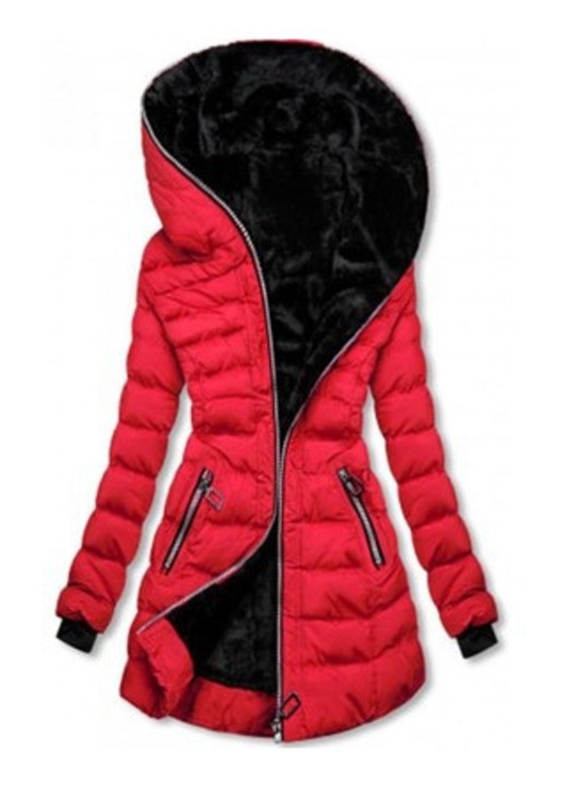 Jacheta de bumbac, calduroasa si plusata, rosie, medie