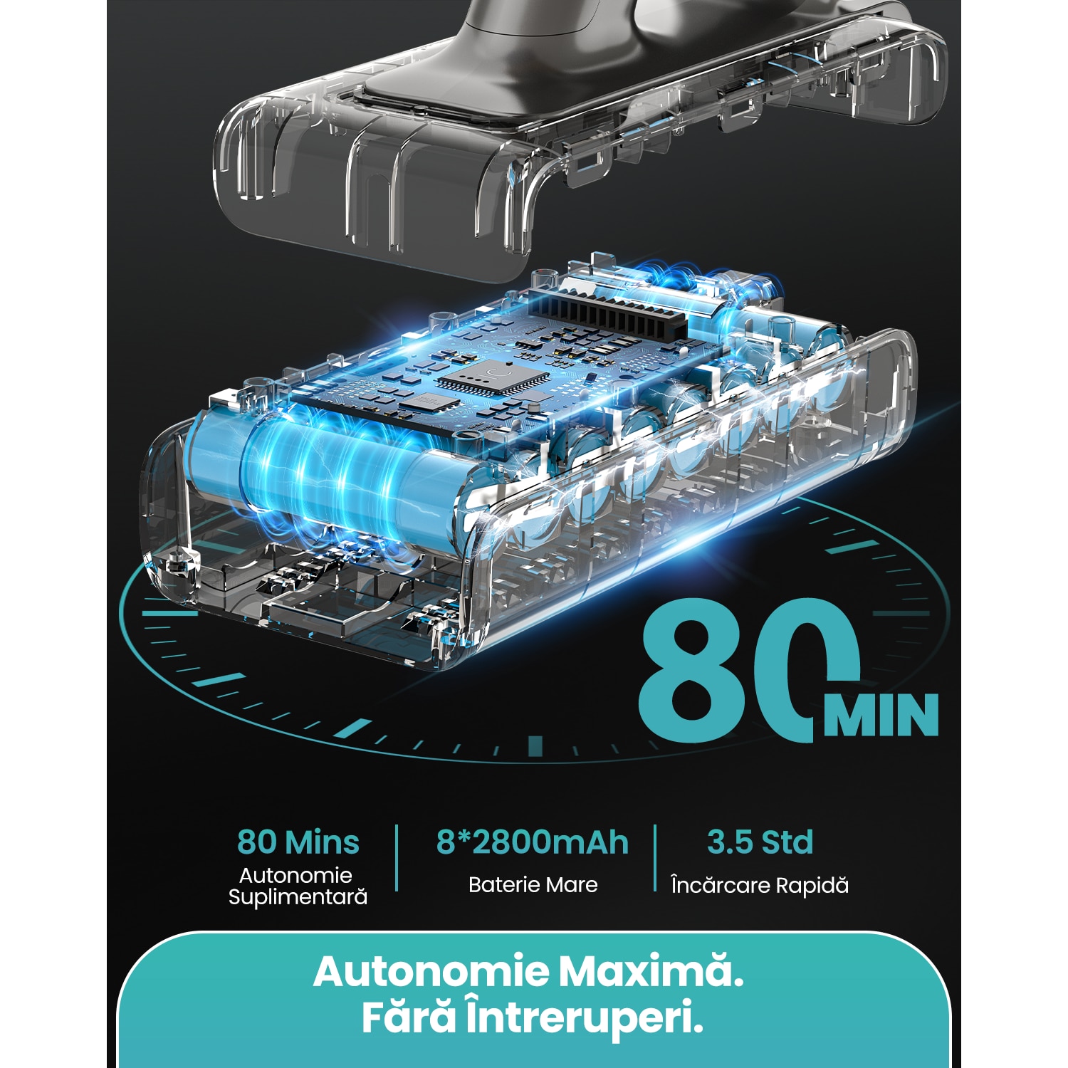 Aspirator Vertical Fara Fir MAUOKE® V17MAX, 85kPa, 80min, HEPA -Filtrare de Calitate Medicala H13, 2.6L Praf Colector, LED Anti-incurcare Cap de Perie in V, 60 dB Ultra-silentios, Ecran Tactil OLED, Incarcare Montata pe Perete, 12-in-1, Auriu/Albastru