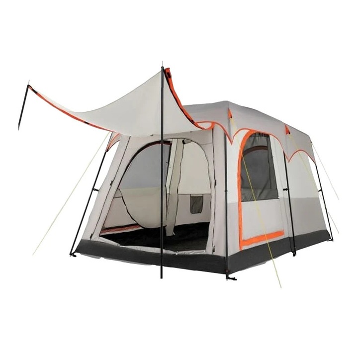 Kempingsátor elválasztóval és esőponyvával