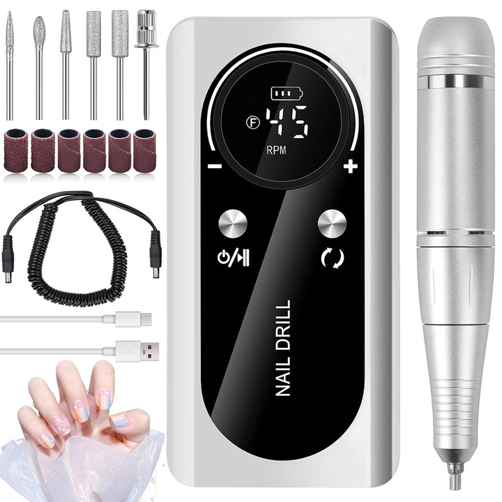 Juksun körömcsiszoló gép, 0-45000 ford./perc, fehér, 144x72mm