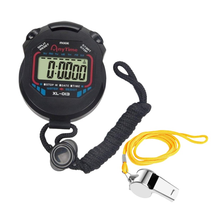 Lunniquee edzőkészlet fekete digitális stopperóra 79x62x19mm síppal