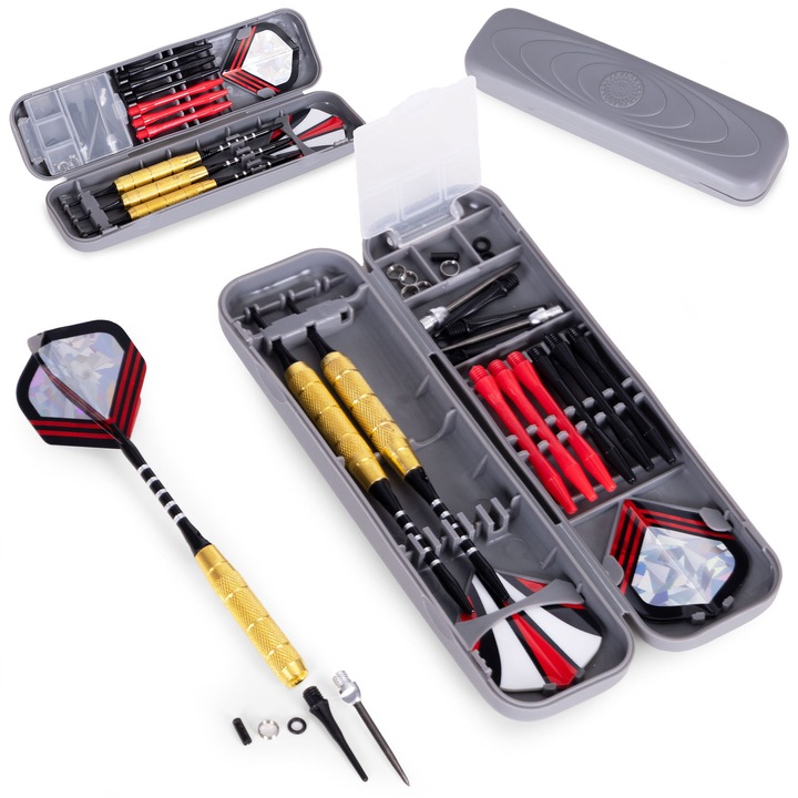 3 db darts készlet 17g sárgaréz, vezérlő kerék, rendszerező tok, 15cm