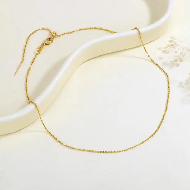 Colier dama, lant din cupru placat cu aur, lungime ajustabila 40x45cm, design simplu, elegant